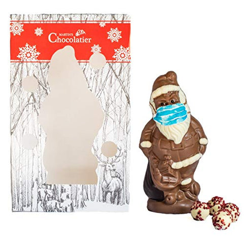 Martin’s Chocolatier Chocolate Santa with Face Mask | Festive Chocolate Gift | White Chocolate Truffles | Milk Chocolate, White Chocolate and Dark Chocolate